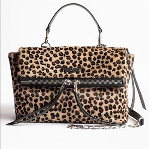 ZADIG & VOLTAIRE TWIN ZIP LEOPARD BAG